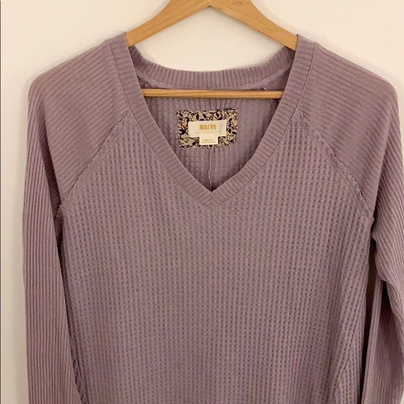Anthro Maeve Pearson Purple Waffle Knit Tee Sweater - Picture 9 of 16